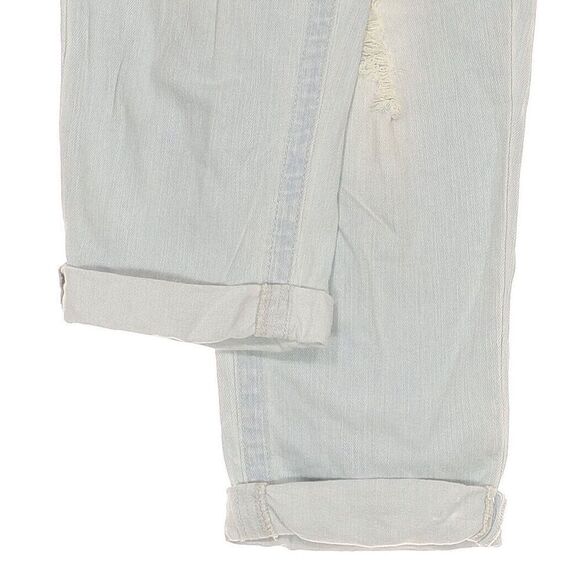 Almost Famous Crop Jeans Size 7 Juniors Roll Cuff Distressed Blue Measures 30x18 - Picture 3 of 10